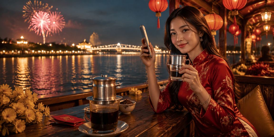 Người dùng Huế nhận thưởng casino qua điện thoại bên ly cà phê buổi chiều